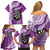 Personalised New Zealand Darts Family Matching Off Shoulder Short Dress and Hawaiian Shirt Aotearoa Fern Mix Paua Shell Manaia - Purple