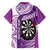 Personalised New Zealand Darts Family Matching Off Shoulder Short Dress and Hawaiian Shirt Aotearoa Fern Mix Paua Shell Manaia - Purple