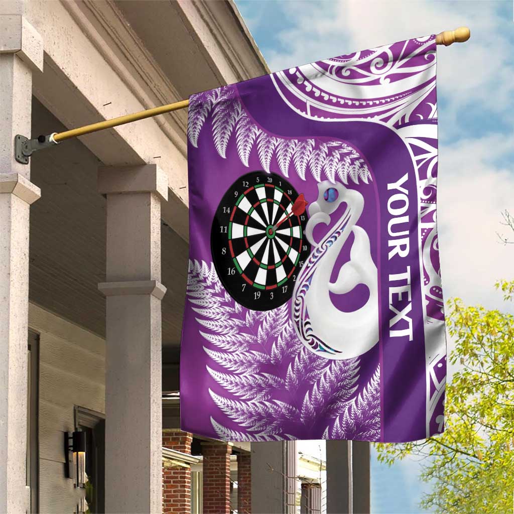 Personalised New Zealand Darts Garden Flag Aotearoa Fern Mix Paua Shell Manaia - Purple