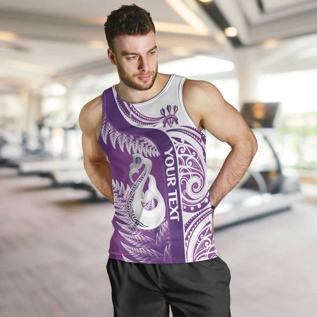 Personalised New Zealand Darts Men Tank Top Aotearoa Fern Mix Paua Shell Manaia - Purple LT14 Purple - Polynesian Pride