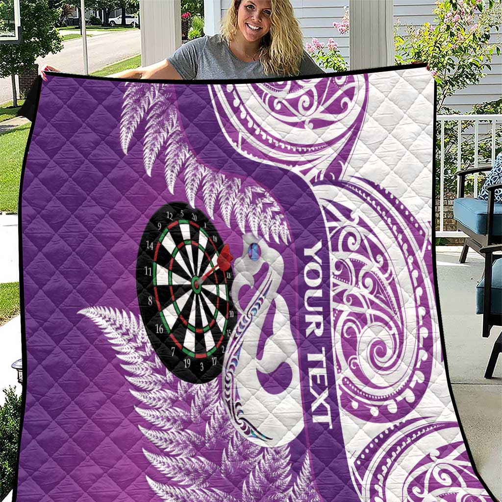 Personalised New Zealand Darts Quilt Aotearoa Fern Mix Paua Shell Manaia - Purple