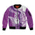 Personalised New Zealand Darts Sleeve Zip Bomber Jacket Aotearoa Fern Mix Paua Shell Manaia - Purple