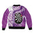 Personalised New Zealand Darts Sleeve Zip Bomber Jacket Aotearoa Fern Mix Paua Shell Manaia - Purple