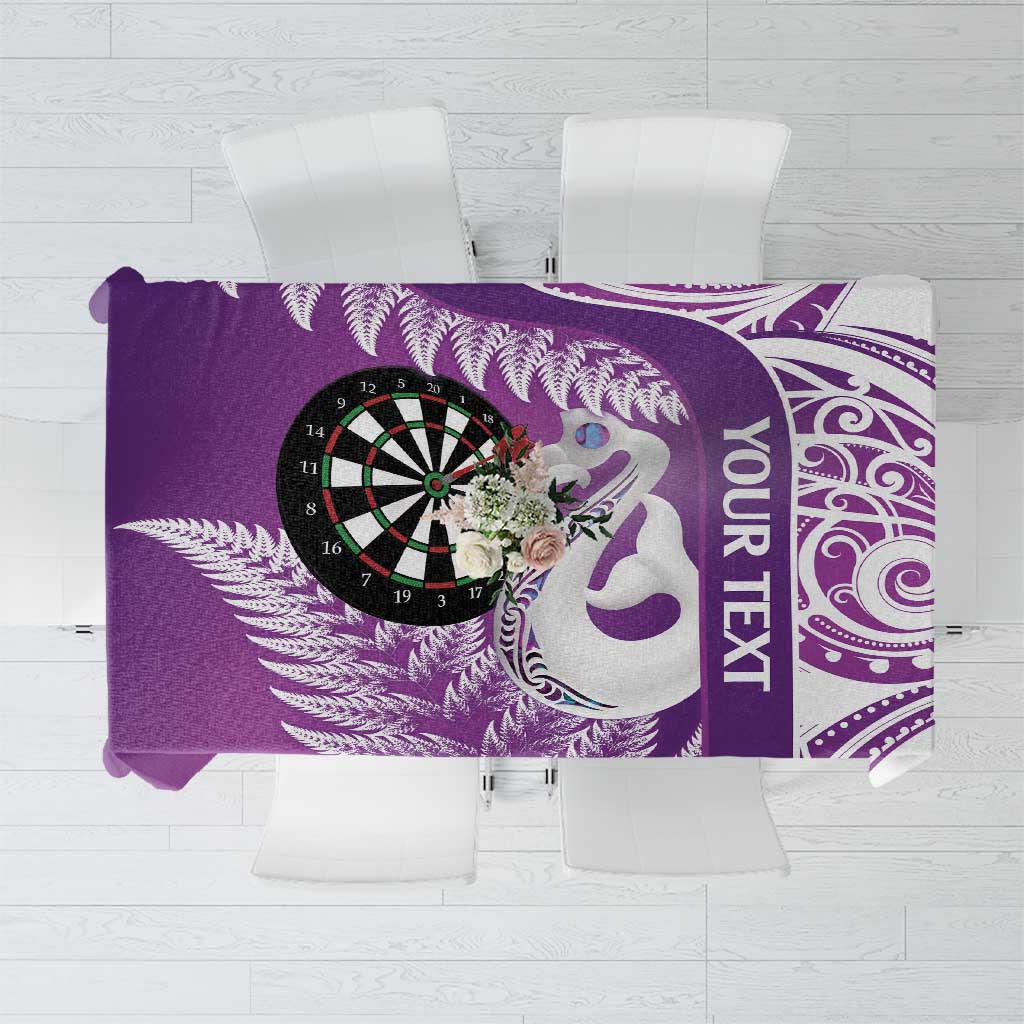 Personalised New Zealand Darts Tablecloth Aotearoa Fern Mix Paua Shell Manaia - Purple