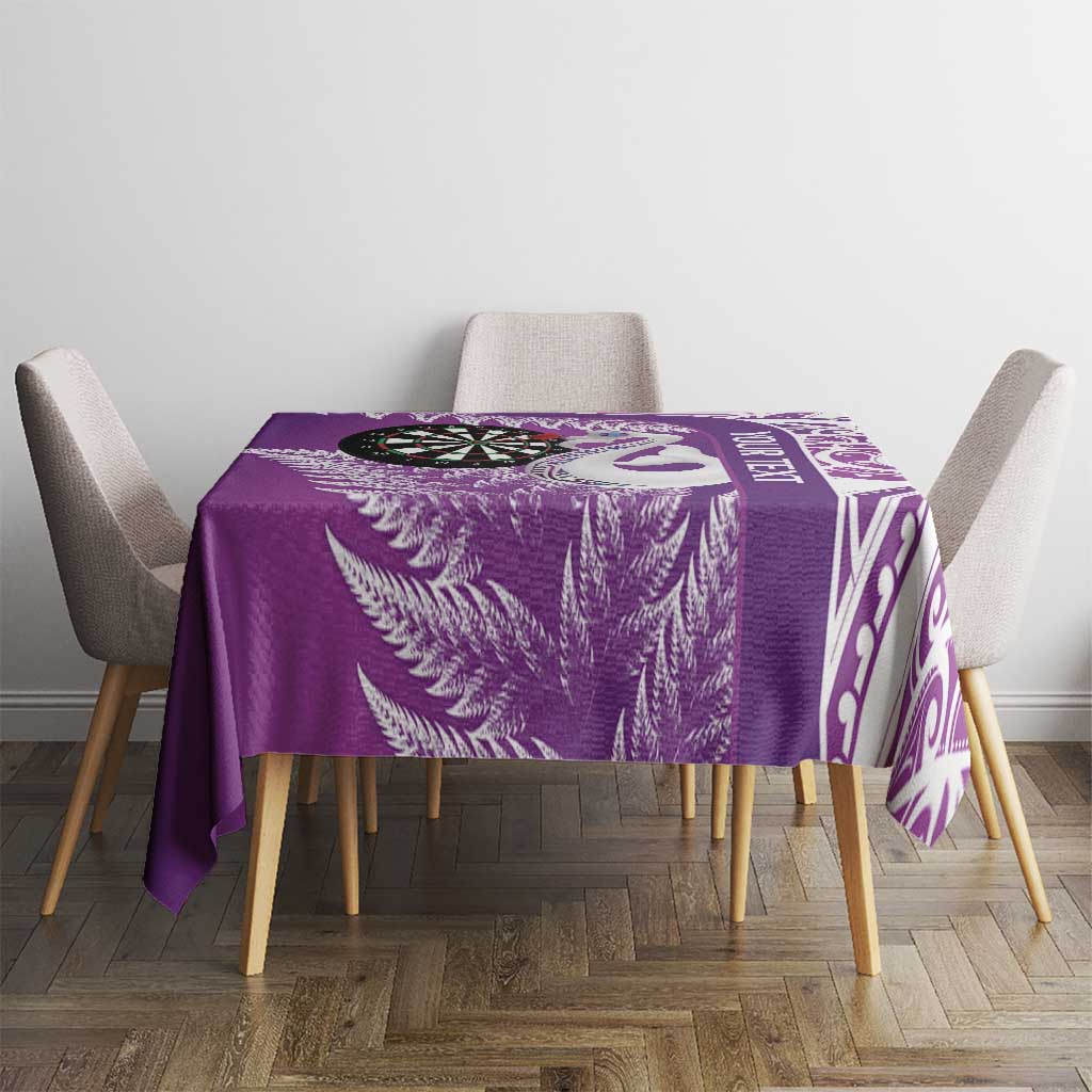Personalised New Zealand Darts Tablecloth Aotearoa Fern Mix Paua Shell Manaia - Purple LT14 - Polynesian Pride