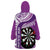 Personalised New Zealand Darts Wearable Blanket Hoodie Aotearoa Fern Mix Paua Shell Manaia - Purple