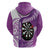 Personalised New Zealand Darts Zip Hoodie Aotearoa Fern Mix Paua Shell Manaia - Purple