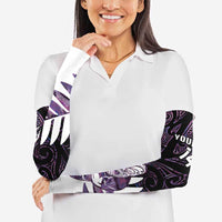 New Zealand Silver Fern Rugby Custom Arm Sleeves Go All Black Purple Maori Paua Shell - Polynesian Pride