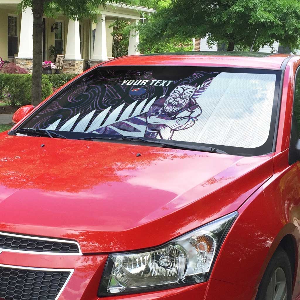 New Zealand Silver Fern Rugby Custom Auto Sun Shade Go All Black Purple Maori Paua Shell - Polynesian Pride