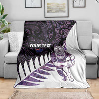 New Zealand Silver Fern Rugby Custom Blanket Go All Black Purple Maori Paua Shell - Polynesian Pride
