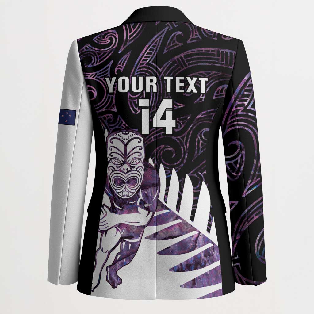 New Zealand Silver Fern Rugby Custom Blazer Go All Black Purple Maori Paua Shell - Polynesian Pride