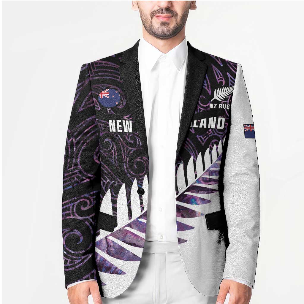 New Zealand Silver Fern Rugby Custom Blazer Go All Black Purple Maori Paua Shell - Polynesian Pride