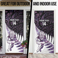 New Zealand Silver Fern Rugby Custom Door Cover Go All Black Purple Maori Paua Shell - Polynesian Pride