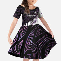 New Zealand Silver Fern Rugby Custom Family Matching Puletasi and Hawaiian Shirt Go All Black Purple Maori Paua Shell - Polynesian Pride