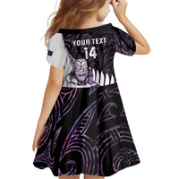 New Zealand Silver Fern Rugby Custom Family Matching Summer Maxi Dress and Hawaiian Shirt Go All Black Purple Maori Paua Shell - Polynesian Pride
