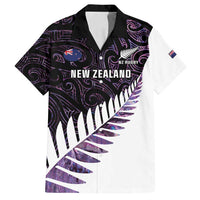 New Zealand Silver Fern Rugby Custom Family Matching Tank Maxi Dress and Hawaiian Shirt Go All Black Purple Maori Paua Shell - Polynesian Pride