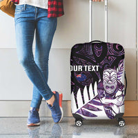 New Zealand Silver Fern Rugby Custom Luggage Cover Go All Black Purple Maori Paua Shell - Polynesian Pride