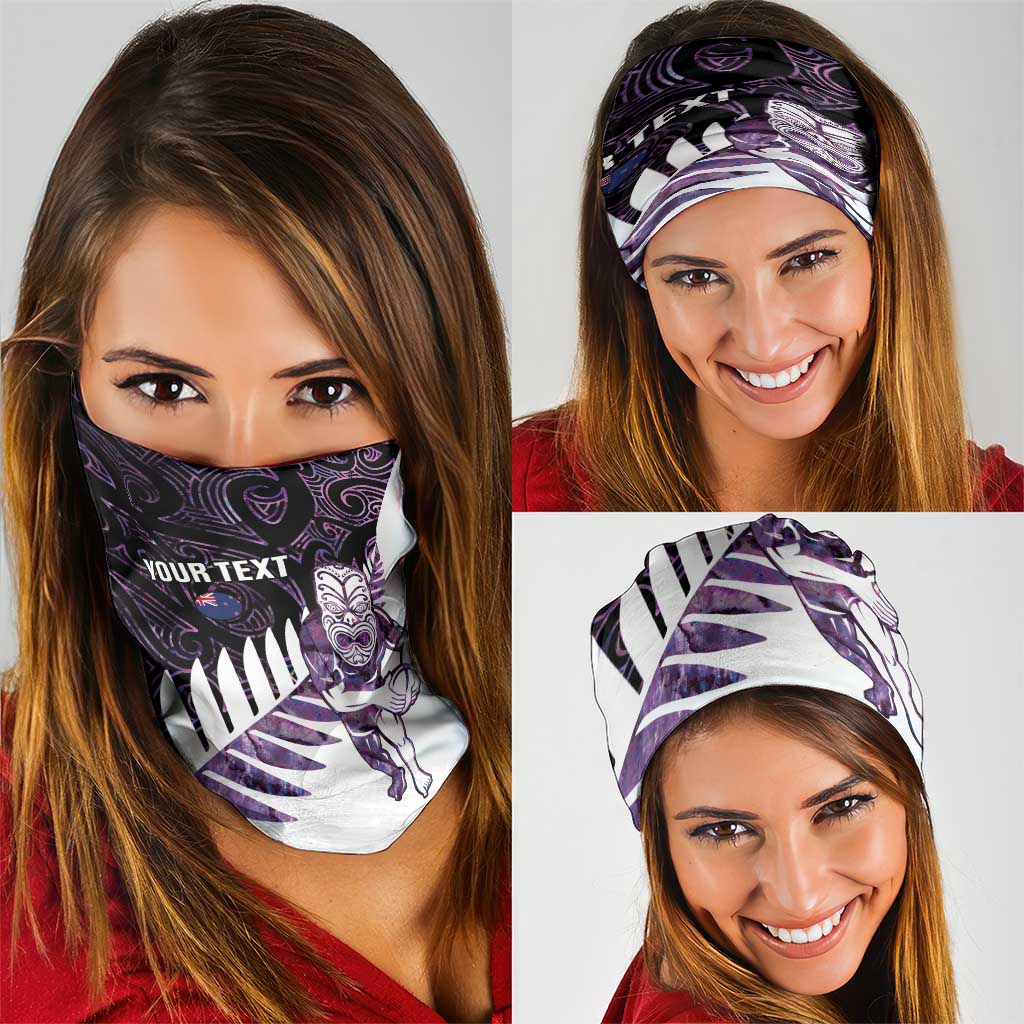 New Zealand Silver Fern Rugby Custom Neck Gaiter Go All Black Purple Maori Paua Shell - Polynesian Pride