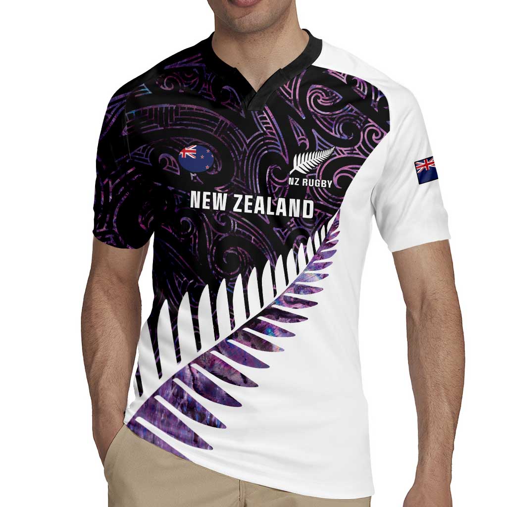 New Zealand Silver Fern Rugby Custom Rugby Jersey Go All Black Purple Maori Paua Shell - Polynesian Pride