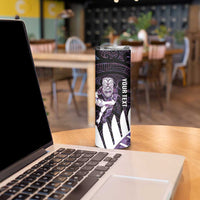 New Zealand Silver Fern Rugby Custom Skinny Tumbler Go All Black Purple Maori Paua Shell - Polynesian Pride