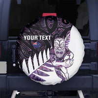 New Zealand Silver Fern Rugby Custom Spare Tire Cover Go All Black Purple Maori Paua Shell - Polynesian Pride