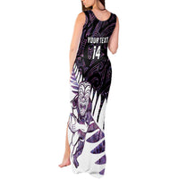 New Zealand Silver Fern Rugby Custom Tank Maxi Dress Go All Black Purple Maori Paua Shell - Polynesian Pride