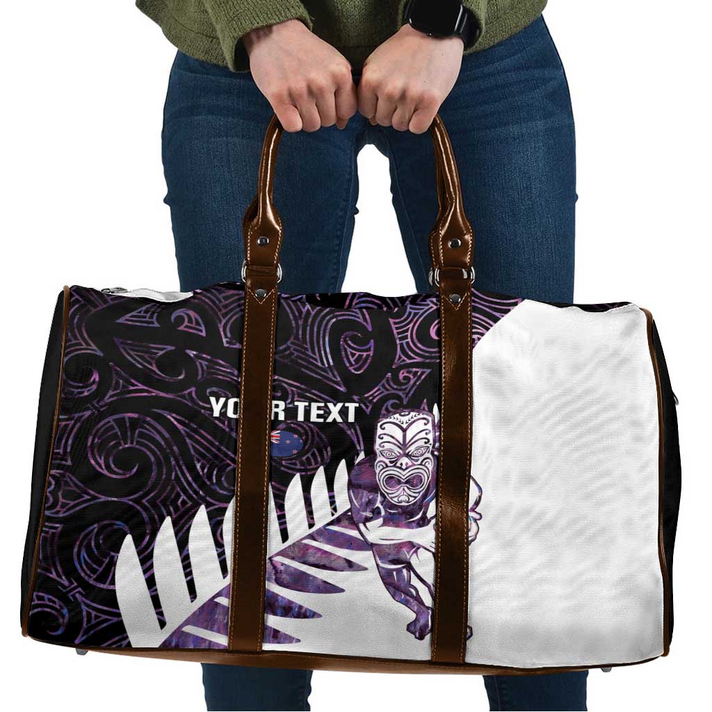 New Zealand Silver Fern Rugby Custom Travel Bag Go All Black Purple Maori Paua Shell - Polynesian Pride