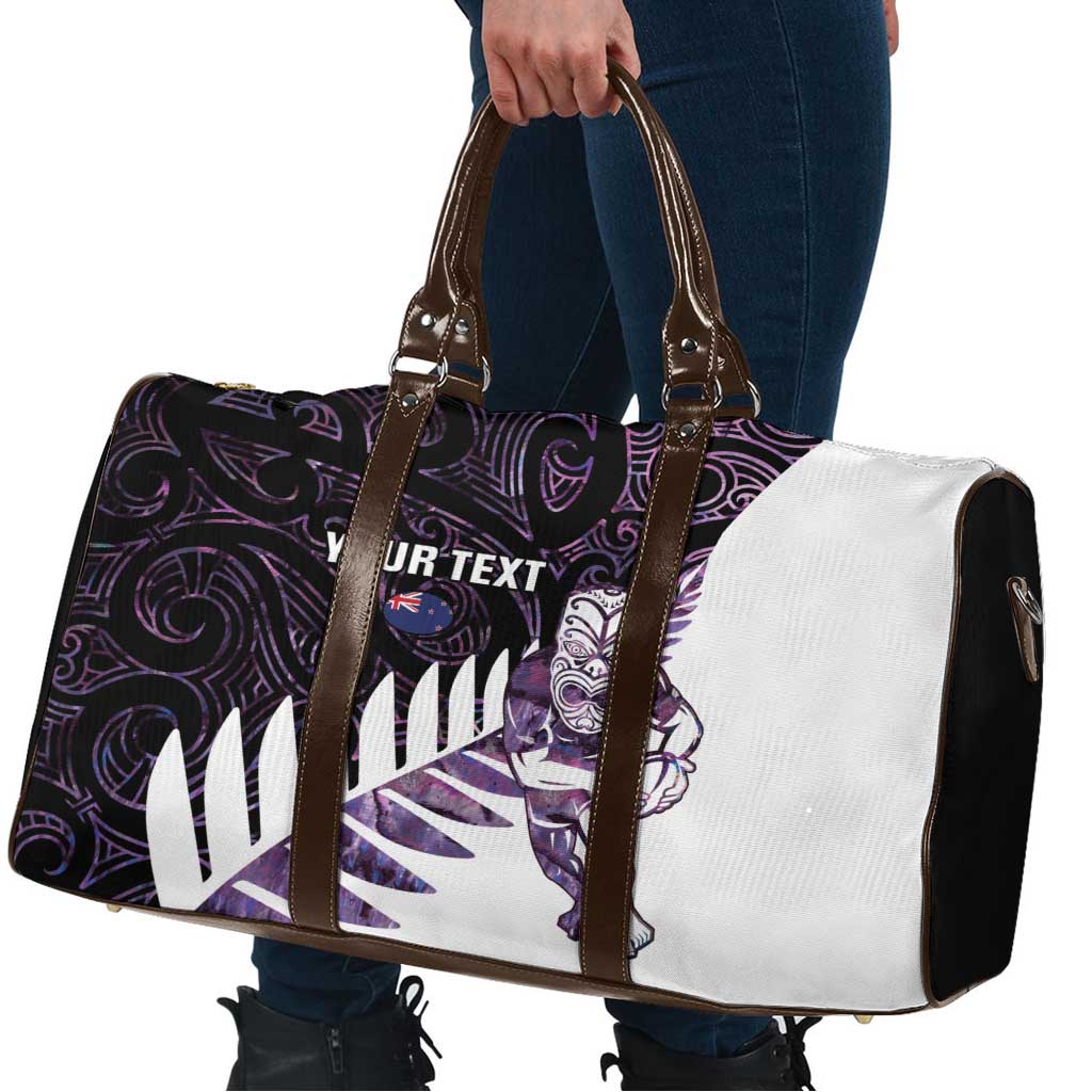 New Zealand Silver Fern Rugby Custom Travel Bag Go All Black Purple Maori Paua Shell - Polynesian Pride