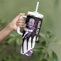 New Zealand Silver Fern Rugby Custom Tumbler With Handle Go All Black Purple Maori Paua Shell - Polynesian Pride