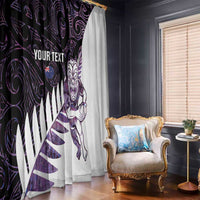 New Zealand Silver Fern Rugby Custom Window Curtain Go All Black Purple Maori Paua Shell - Polynesian Pride