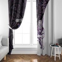 New Zealand Silver Fern Rugby Custom Window Curtain Go All Black Purple Maori Paua Shell - Polynesian Pride