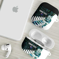 New Zealand Silver Fern Rugby Custom AirPods Case Go All Black Turquoise Maori Paua Shell - Polynesian Pride