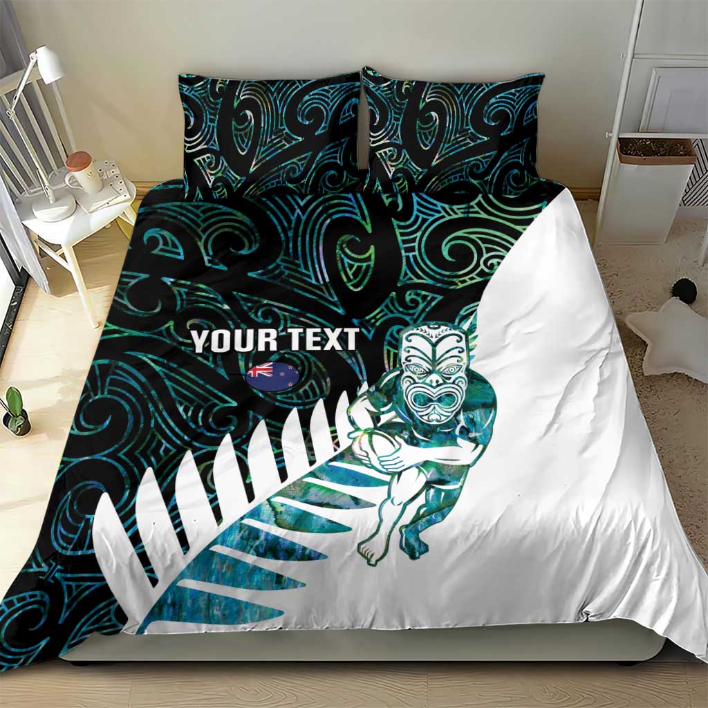 New Zealand Silver Fern Rugby Custom Bedding Set Go All Black Turquoise Maori Paua Shell - Polynesian Pride