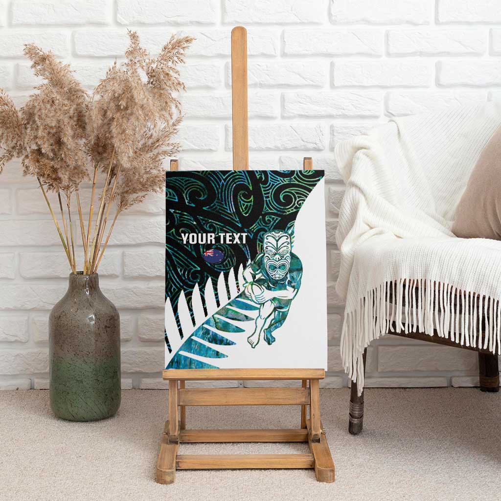 New Zealand Silver Fern Rugby Custom Canvas Wall Art Go All Black Turquoise Maori Paua Shell - Polynesian Pride