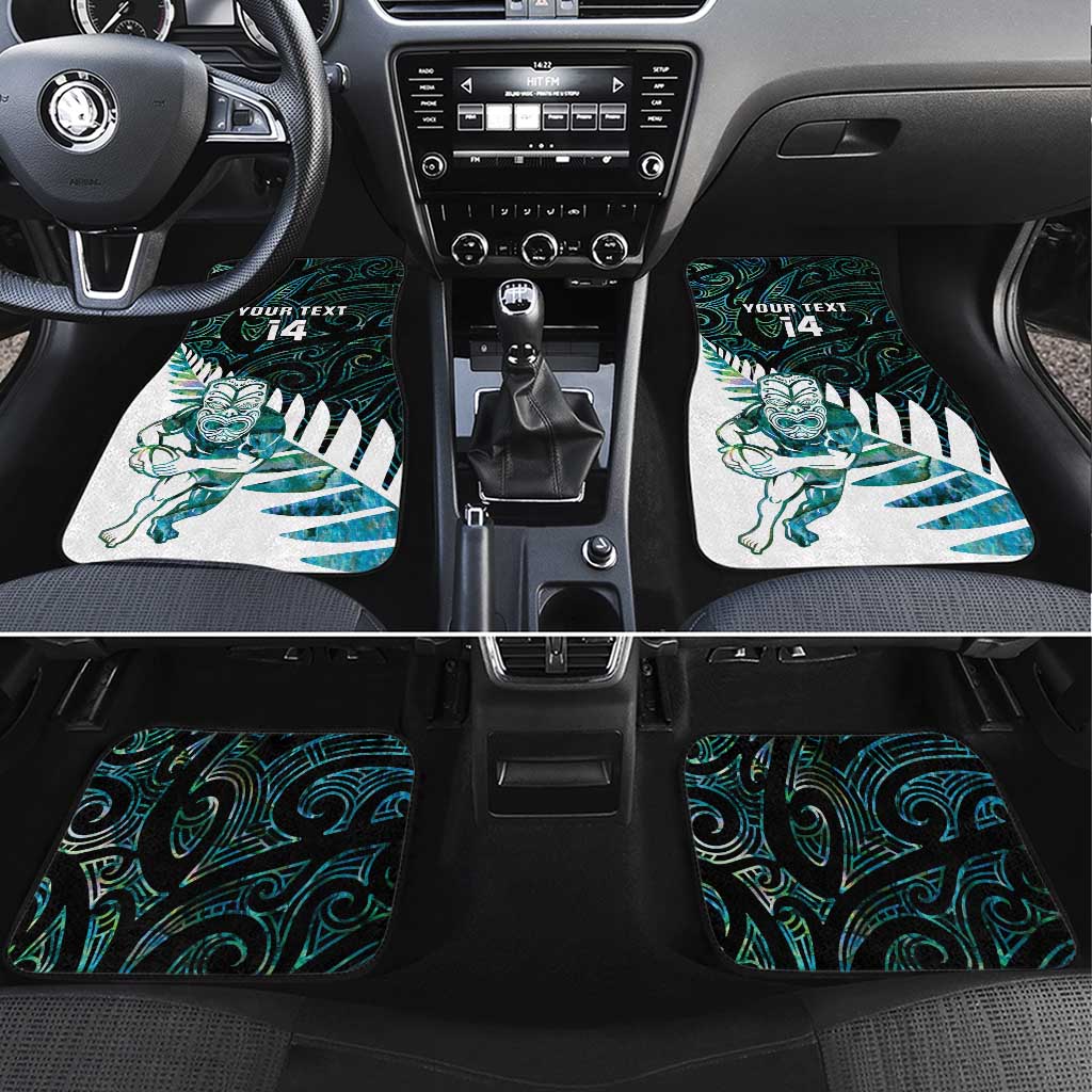 New Zealand Silver Fern Rugby Custom Car Mats Go All Black Turquoise Maori Paua Shell - Polynesian Pride