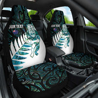 New Zealand Silver Fern Rugby Custom Car Seat Cover Go All Black Turquoise Maori Paua Shell - Polynesian Pride