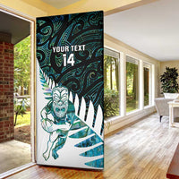 New Zealand Silver Fern Rugby Custom Door Cover Go All Black Turquoise Maori Paua Shell - Polynesian Pride