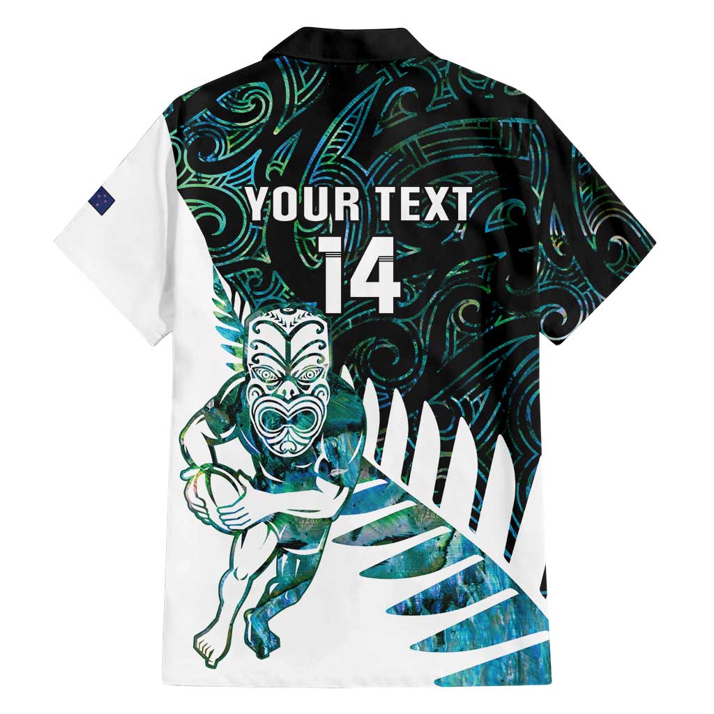 New Zealand Silver Fern Rugby Custom Family Matching Off Shoulder Maxi Dress and Hawaiian Shirt Go All Black Turquoise Maori Paua Shell - Polynesian Pride