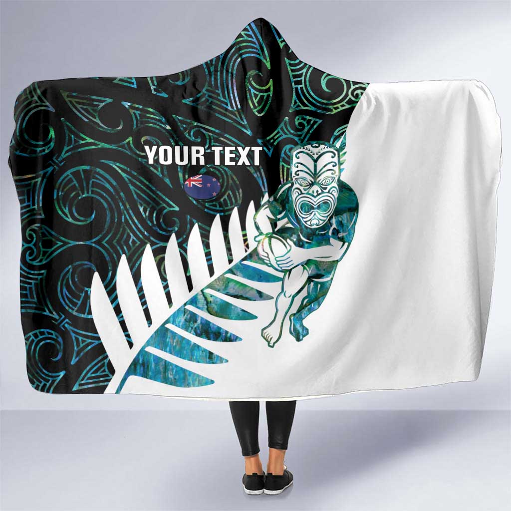 New Zealand Silver Fern Rugby Custom Hooded Blanket Go All Black Turquoise Maori Paua Shell - Polynesian Pride