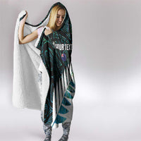 New Zealand Silver Fern Rugby Custom Hooded Blanket Go All Black Turquoise Maori Paua Shell - Polynesian Pride