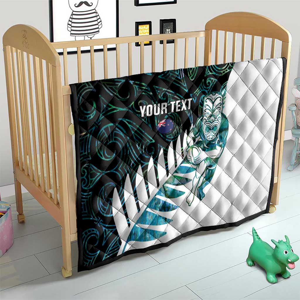 New Zealand Silver Fern Rugby Custom Quilt Go All Black Turquoise Maori Paua Shell - Polynesian Pride