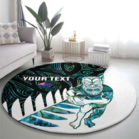 New Zealand Silver Fern Rugby Custom Round Carpet Go All Black Turquoise Maori Paua Shell - Polynesian Pride