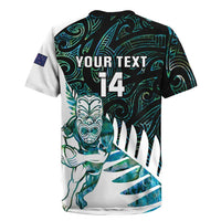 New Zealand Silver Fern Rugby Custom Rugby Jersey Go All Black Turquoise Maori Paua Shell - Polynesian Pride