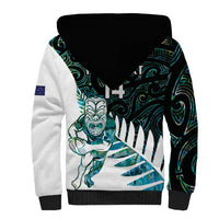 New Zealand Silver Fern Rugby Custom Sherpa Hoodie Go All Black Turquoise Maori Paua Shell - Polynesian Pride
