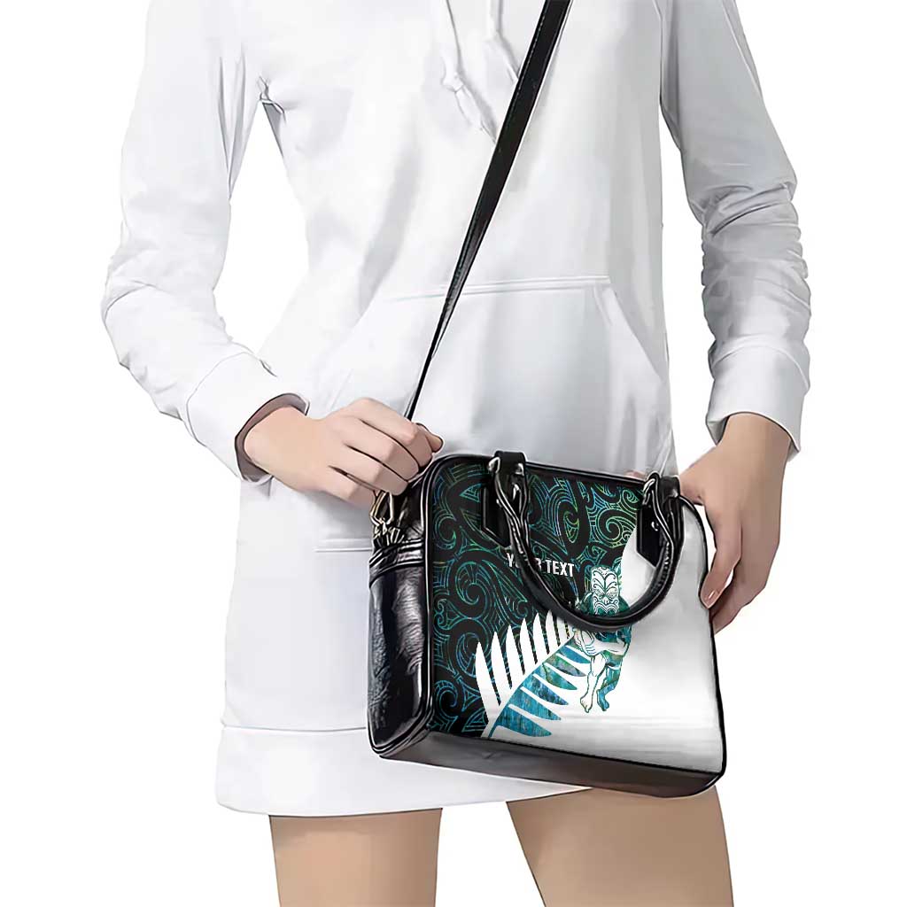 New Zealand Silver Fern Rugby Custom Shoulder Handbag Go All Black Turquoise Maori Paua Shell - Polynesian Pride