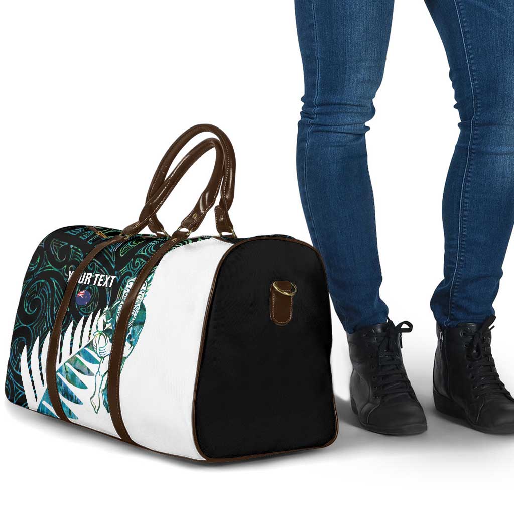 New Zealand Silver Fern Rugby Custom Travel Bag Go All Black Turquoise Maori Paua Shell - Polynesian Pride