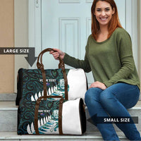 New Zealand Silver Fern Rugby Custom Travel Bag Go All Black Turquoise Maori Paua Shell - Polynesian Pride