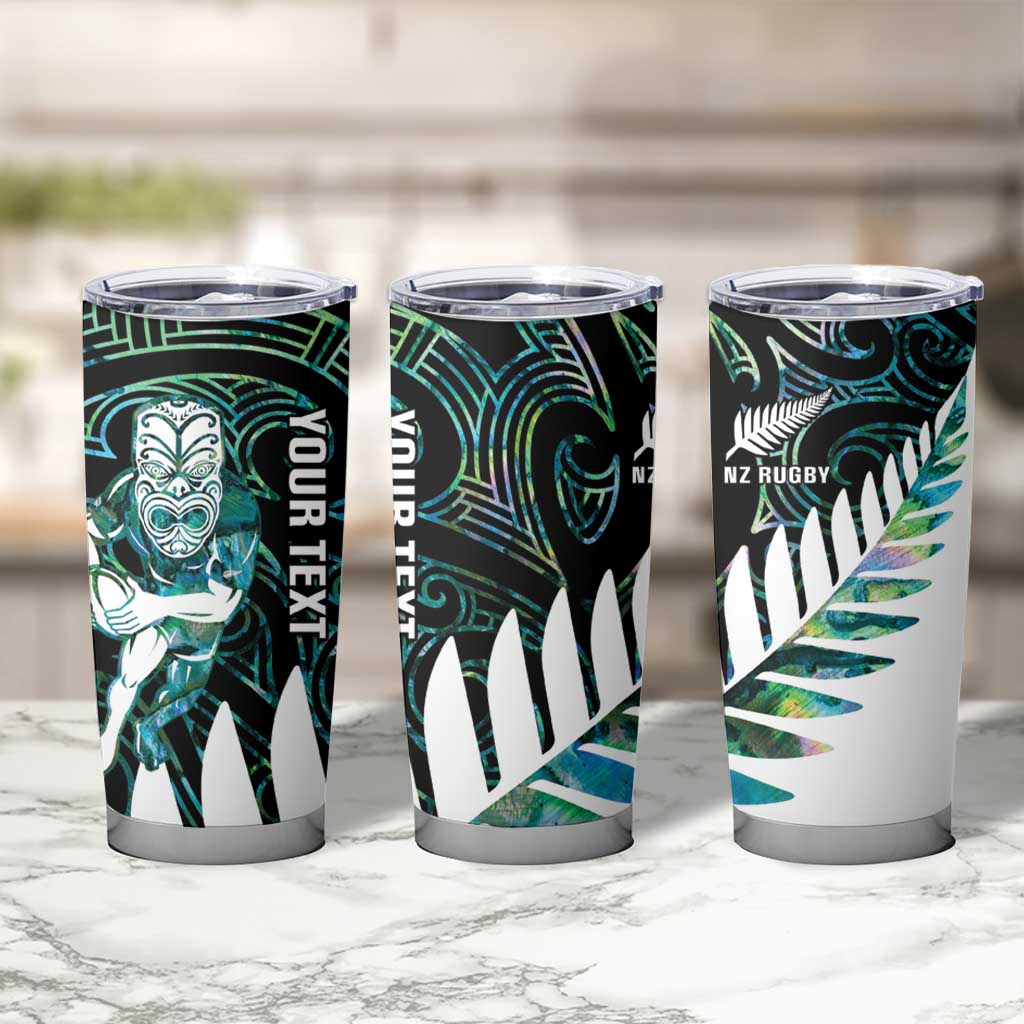 New Zealand Silver Fern Rugby Custom Tumbler Cup Go All Black Turquoise Maori Paua Shell - Polynesian Pride