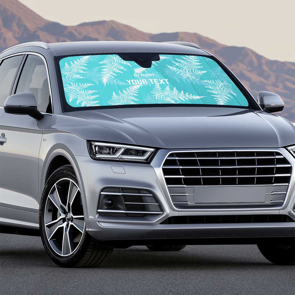 New Zealand Silver Fern Rugby Custom Auto Sun Shade Go Aotearoa Champions Turquoise Version - Polynesian Pride