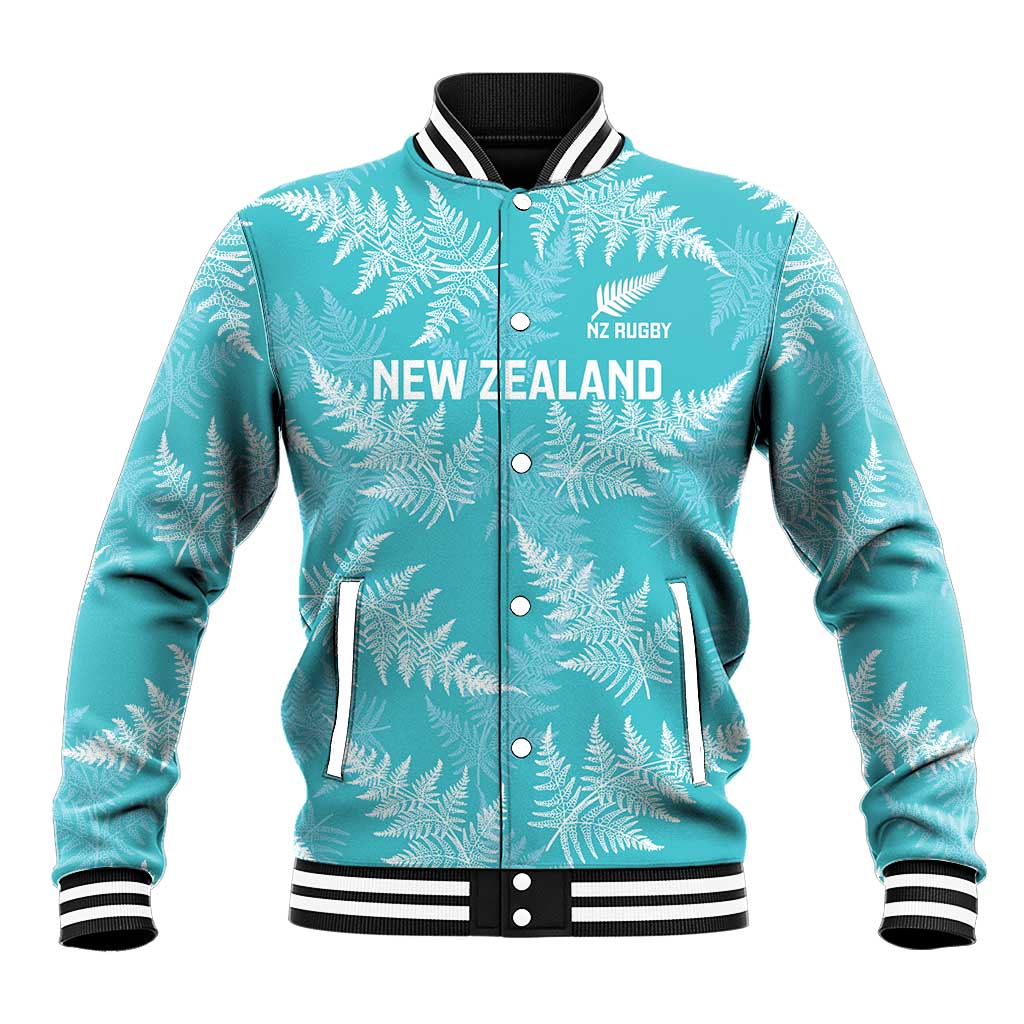 New Zealand Silver Fern Rugby Custom Baseball Jacket Go Aotearoa Champions Turquoise Version - Polynesian Pride